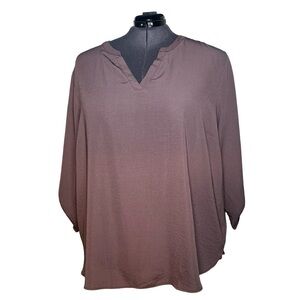 Maurices Soft Purple Split Neck 3/4 Sleeve Blouse (Size 3X)